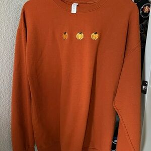 Pumpkin Embroidered Orange Sweater